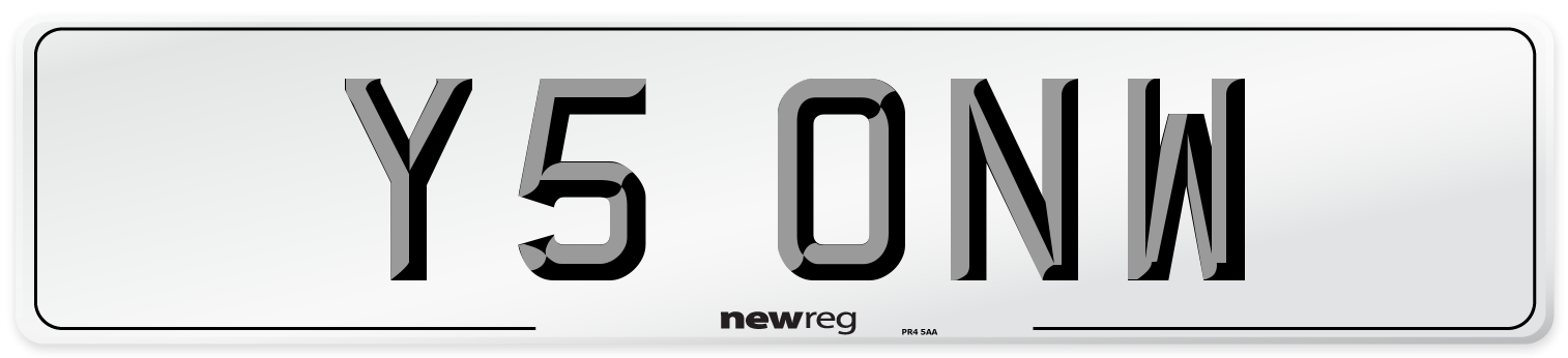 Y5 ONW Number Plate from New Reg